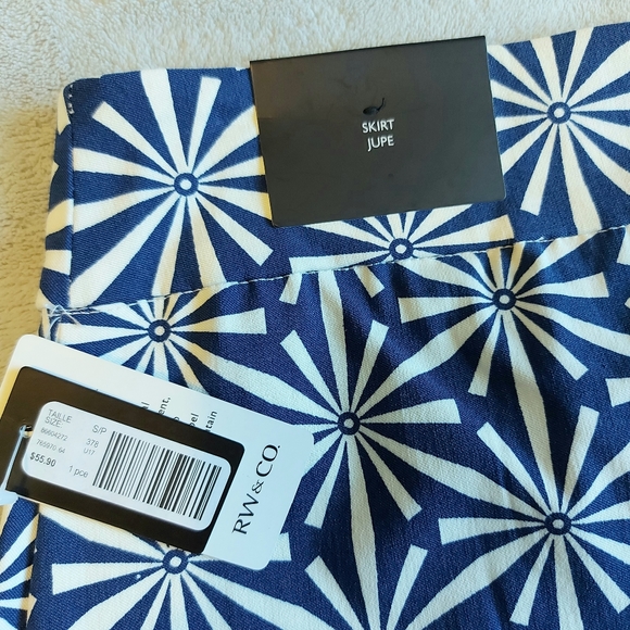 RW&CO Navy Patterned Pencil Skirt Sz S - Picture 6 of 8